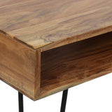 Conyers Modern Industrial Handcrafted Acacia Wood Storage Desk with Hairpin Legs, Natural and Black Noble House