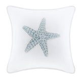 Maya Bay Coastal 100% Cotton Square Pillow W/ Embroidery
