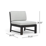 Santa Ana Outdoor 3 Seater Acacia Wood Sofa Sectional with Cushions, Dark Gray and Light Gray Noble House