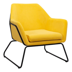 Zuo Modern Jose 100% Polyester, Plywood, Steel Modern Commercial Grade Accent Chair Yellow, Black 100% Polyester, Plywood, Steel