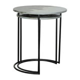 Sagebrook Home Contemporary Metal, Set of 2 -  22/24" Round Side Tables, Ombre Gray/mo 15219-03 Multi Iron