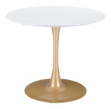 Zuo Modern Opus MDF, Steel Modern Commercial Grade Dining Table White, Gold MDF, Steel