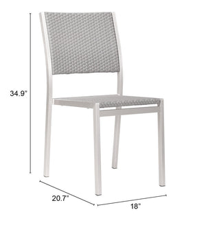 Zuo Modern Metropolitan Aluminum, Polyethylene Modern Commercial Grade Arm Chair Set - Set of 2 Gray, Silver Aluminum, Polyethylene