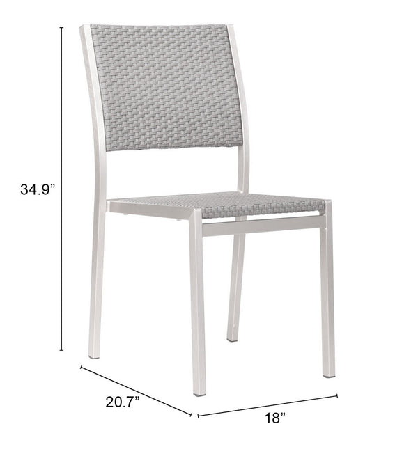 Zuo Modern Metropolitan Aluminum, Polyethylene Modern Commercial Grade Arm Chair Set - Set of 2 Gray, Silver Aluminum, Polyethylene