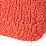 Moloney Modern Microfiber Chenille Cube Pouf, Coral Noble House