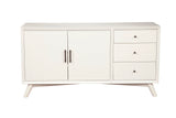 Alpine Furniture Flynn Sideboard, White 966-W-64 White Mahogany Solids & Okoume Veneer 58 x 19 x 30