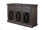 Alpine Furniture Newberry Sideboard, Salvaged Grey 1468-26 Salvaged Grey Acacia Solids 58 x 18 x 36