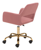 Zuo Modern Athair 100% Polyester, Plywood, Steel Modern Commercial Grade Office Chair Pink, Gold 100% Polyester, Plywood, Steel