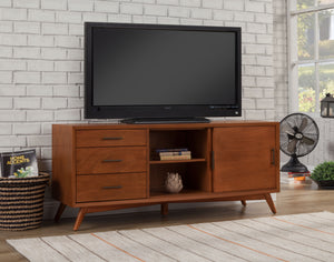 Alpine Furniture Flynn Large TV Console, Acorn 966-10 Acorn Mahogany Solids & Okoume Veneer 64 x 19 x 27