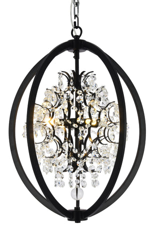 Bethel Black Chandelier in Metal & Crystal