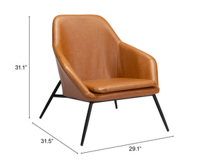 Zuo Modern Manuel 100% Polyurethane, Plywood, Steel Modern Commercial Grade Accent Chair Tan, Black 100% Polyurethane, Plywood, Steel