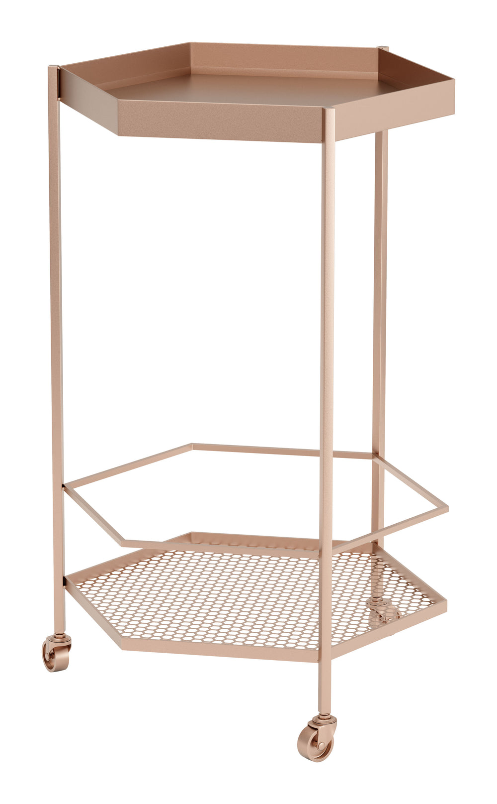 Zuo Modern Hex Steel Modern Commercial Grade Bar Cart Gold Steel
