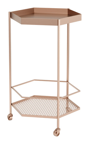 Zuo Modern Hex Steel Modern Commercial Grade Bar Cart Gold Steel