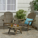 Noble House Malibu Outdoor Acacia Wood 2 Seater Chat Set with Side Table, Gray