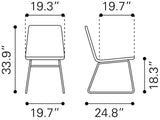 Zuo Modern Laporte Steel, Polyethylene Modern Commercial Grade Dining Chair Set - Set of 2 Black Steel, Polyethylene