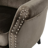 Tomlin Modern Glam Velvet Club Chair with Nailhead Trim, Gray and Dark Brown Noble House