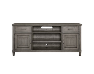 Newport 66" Stone Finish TV Console - Elegant Poplar & White Oak with Cable Management & Storage