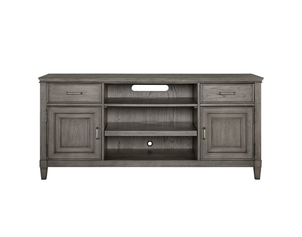 Newport 66" Stone Finish TV Console - Elegant Poplar & White Oak with Cable Management & Storage