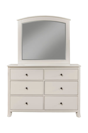 Alpine Furniture Baker 6 Drawer Dresser, White 977-W-03 White Mahogany Solids & Veneer 52 x 18 x 36