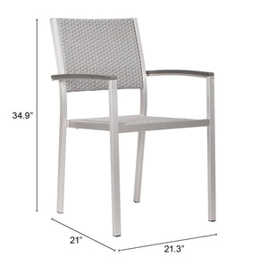 Zuo Modern Metropolitan Aluminum, Polyethylene Modern Commercial Grade Arm Chair Set - Set of 2 Gray, Silver Aluminum, Polyethylene