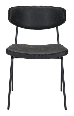 Zuo Modern Ellen 100% Polyurethane, Plywood, Steel Modern Commercial Grade Dining Chair Set - Set of 2 Vintage Black, Black 100% Polyurethane, Plywood, Steel