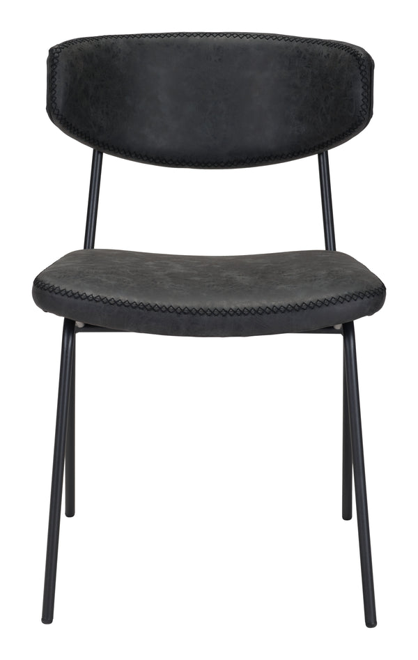 Zuo Modern Ellen 100% Polyurethane, Plywood, Steel Modern Commercial Grade Dining Chair Set - Set of 2 Vintage Black, Black 100% Polyurethane, Plywood, Steel