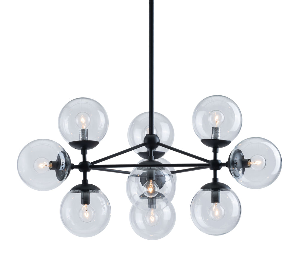 Zuo Modern Belfast Steel, Glass Modern Commercial Grade Ceiling Lamp Black, Clear Steel, Glass