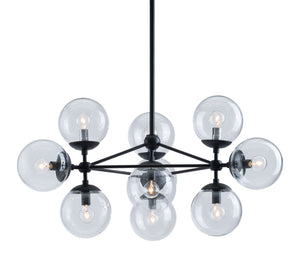 Zuo Modern Belfast Steel, Glass Modern Commercial Grade Ceiling Lamp Black, Clear Steel, Glass