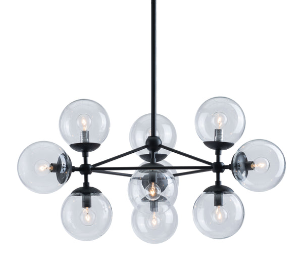 Zuo Modern Belfast Steel, Glass Modern Commercial Grade Ceiling Lamp Black, Clear Steel, Glass