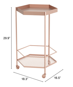 Zuo Modern Hex Steel Modern Commercial Grade Bar Cart Gold Steel