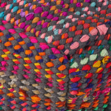 Madrid Handcrafted Boho Fabric Pouf, Indigo and Multi-Color Noble House