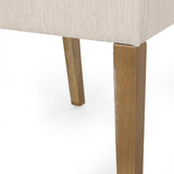 Kuna Contemporary Upholstered Dining Chair, Beige and Weathered Brown Noble House