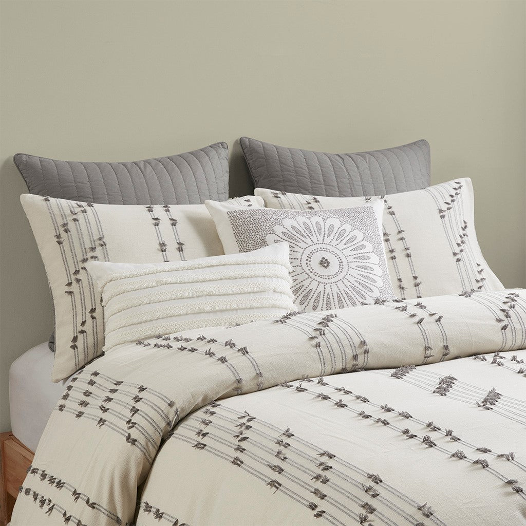 Cotton Jacquard Stripe Comforter and Sham Set