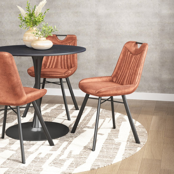 Zuo Modern Tyler 100% Polyester, Plywood, Steel Modern Commercial Grade Dining Chair Set - Set of 2 Brown, Black 100% Polyester, Plywood, Steel