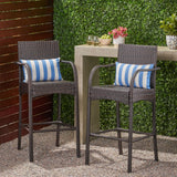 Cascada Outdoor Wicker Barstool Chair, Multi-Brown Noble House