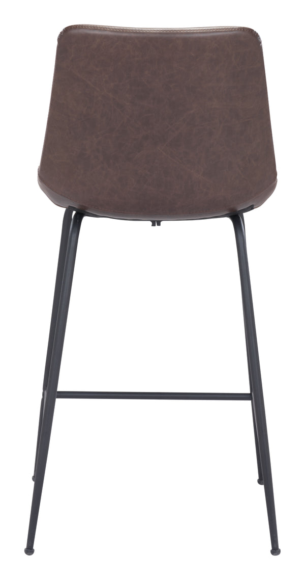 Zuo Modern Byron 100% Polyurethane, Plywood, Steel Modern Commercial Grade Counter Stool Brown, Black 100% Polyurethane, Plywood, Steel
