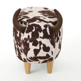 Bessie Brown Milk Cow Patterned Velvet Cow Ottoman Noble House
