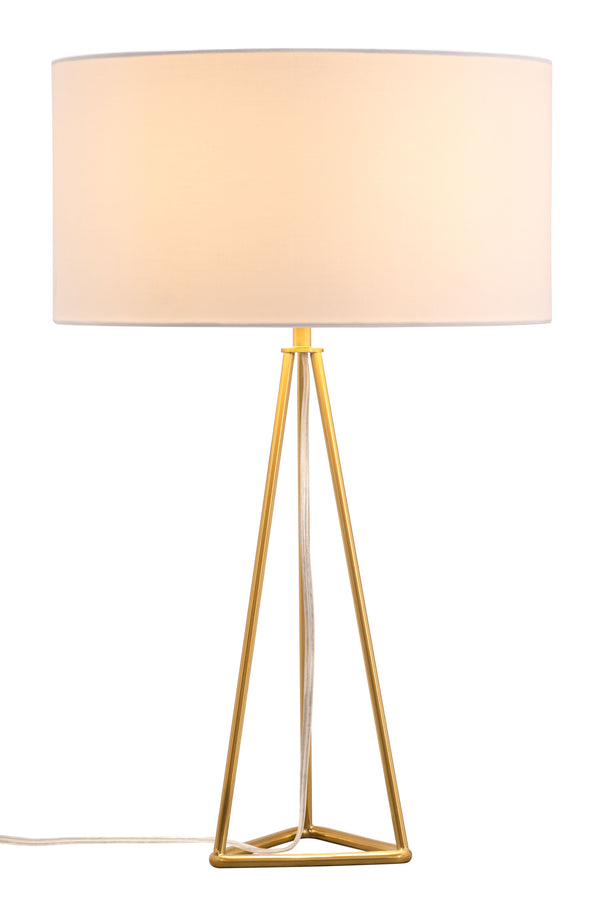 Zuo Modern Sascha Steel, Poly Cotton Modern Commercial Grade Table Lamp White, Brass Steel, Poly Cotton