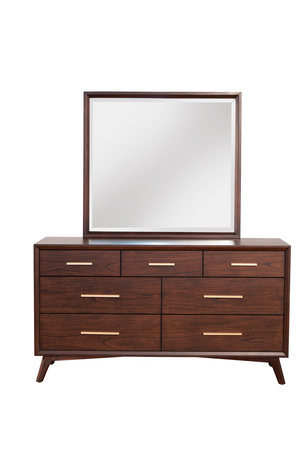 Alpine Furniture Gramercy Mirror 1978-06 Walnut Mahogany Solids & Veneer 40 x 2 x 37.5