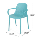 Gardenia Outdoor Modern Stacking Dining Chair, Teal Noble House