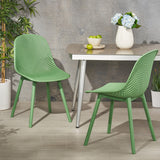 Noble House Posey Outdoor Modern Dining Chair (Set of 2), Green