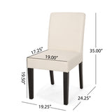 Kuna Contemporary Upholstered Dining Chair, Beige and Espresso Noble House