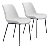 Zuo Modern Byron 100% Polyurethane, Plywood, Steel Modern Commercial Grade Dining Chair Set - Set of 2 White, Black 100% Polyurethane, Plywood, Steel