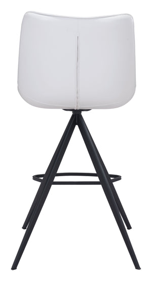Zuo Modern Aki 100% Polyurethane, Plywood, Steel Modern Commercial Grade Counter Stool Set - Set of 2 White, Black 100% Polyurethane, Plywood, Steel
