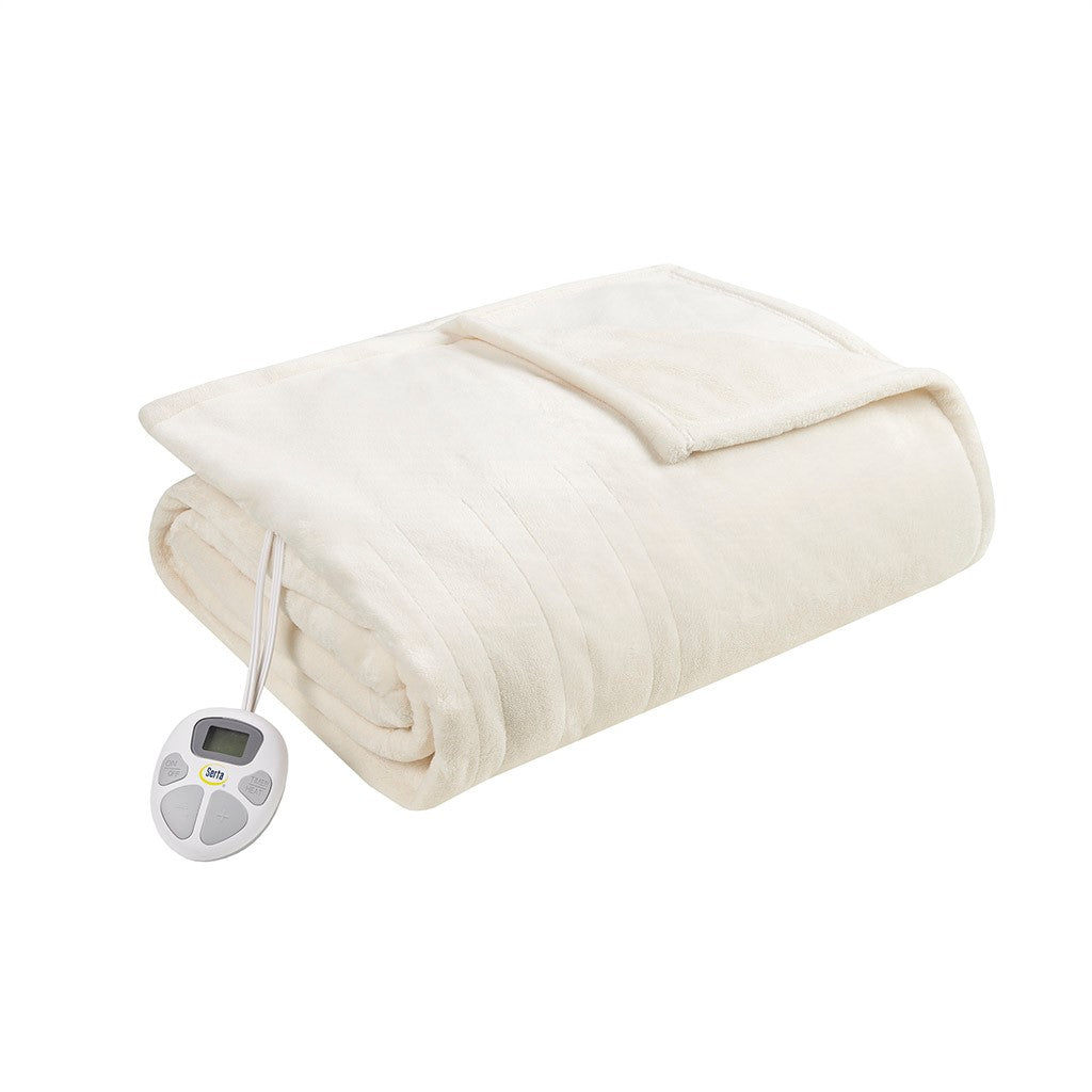 Plush Heated Casual 100% Polyester Microlight Heated Blanket