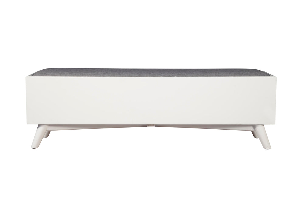 Alpine Furniture Flynn Bench, White 966-W-12 White Mahogany Solids & Okoume Veneer 59 x 15 x 18.5