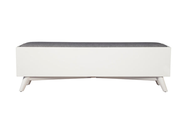 Alpine Furniture Flynn Bench, White 966-W-12 White Mahogany Solids & Okoume Veneer 59 x 15 x 18.5