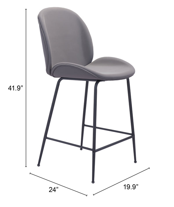Zuo Modern Miles 100% Polyurethane, Plywood, Steel Modern Commercial Grade Counter Stool Gray, Black 100% Polyurethane, Plywood, Steel