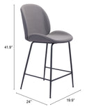 Zuo Modern Miles 100% Polyurethane, Plywood, Steel Modern Commercial Grade Counter Stool Gray, Black 100% Polyurethane, Plywood, Steel