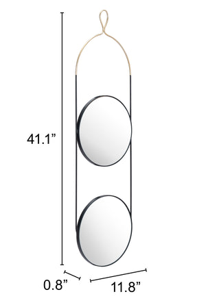 Zuo Modern Zodiac Steel, Glass Modern Commercial Grade Mirror Gold, Black Steel, Glass